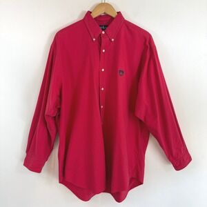 VTG Ralph Lauren Crest Logo Button Down Shirt Red Classic Preppy Ivy League L